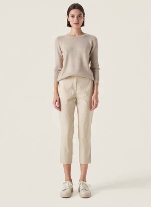 Pantalon 7/8 talie elastică mărime normală bej COUTURIST femeie