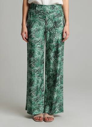 Pantalon larg țesătură poplin mărime normală verde FREEMAN T.PORTER femeie
