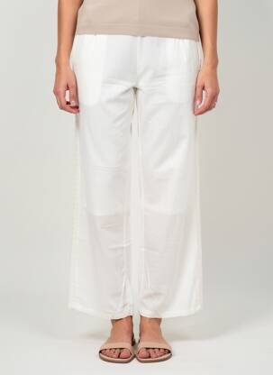 Pantalon drept țesătură poplin mărime normală alb NÜ femeie