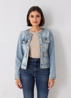 Jachete casual guler rotund albastru WATER JEANS femeie