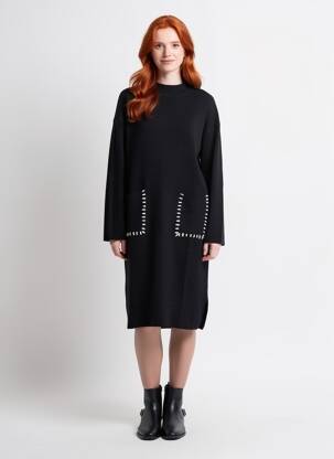 Rochie pulover elasticitate mâneci lungi negru COZY  femeie
