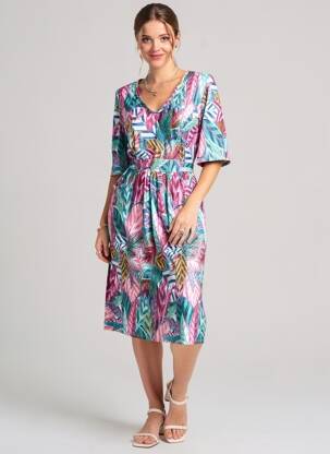Rochie midi mâneci scurte mâneci scurte albastru JOY'S PARIS femeie