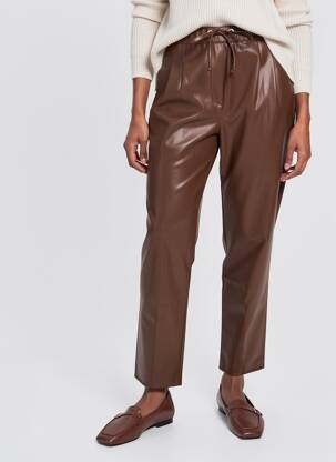 Pantalon drept talie elastică maro MISSY femeie