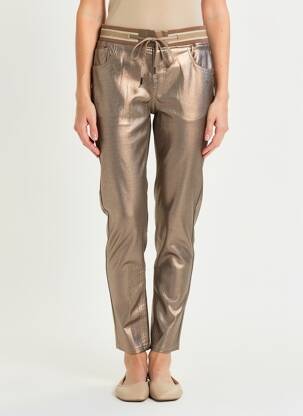 Pantalon slim talie elastică maro MAISON ONADO femeie