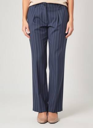 Pantalon drept închidere cu fermoar sub clapetă cu nasturi albastru HALOGENE femeie