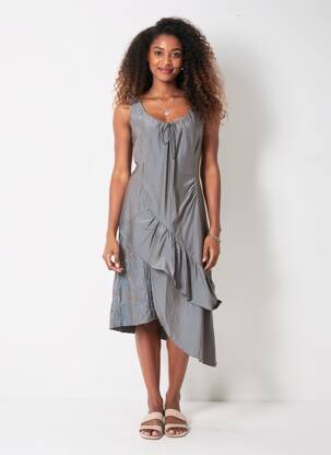 Rochie midi fără mâneci fără mâneci gri FILLE DES SABLES femeie