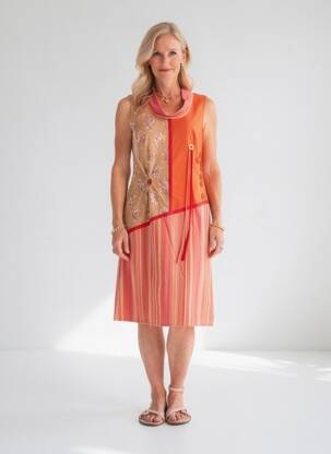 Rochie midi fără mâneci fără mâneci portocalie ENJOY femeie
