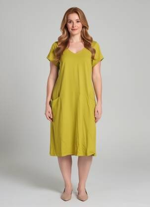 Rochie midi mâneci scurte mâneci scurte verde AGATHE & LOUISE femeie