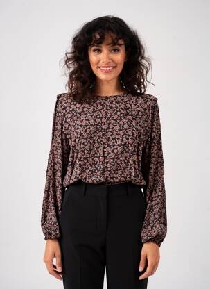 Bluză țesătură poplin mâneci lungi negru KANOPE femeie