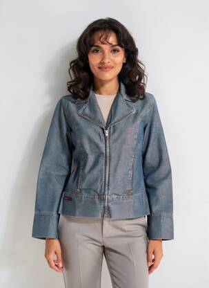 Jachete casual guler tip costum albastru C17 femeie