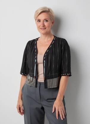 Bolero efect material satinat negru JAC JAC femeie