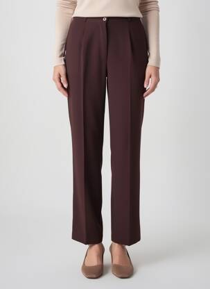 Pantalon drept țesătură poplin mărime normală maro GLORIA RG femeie