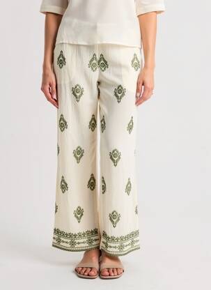 Pantalon drept talie elastică mărime normală bej J&H FASHION femeie