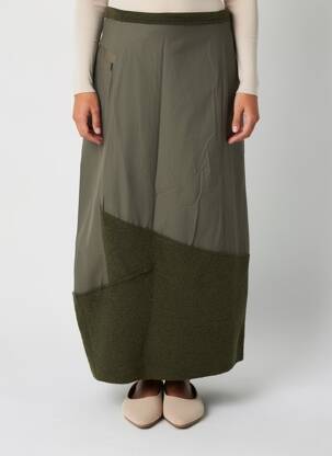 Fustă lungă închidere cu fermoar la spate verde FILLE DES SABLES femeie