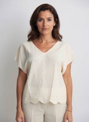 Top croială fluidă mâneci scurte bej L'ATELIER D'ANNA femeie