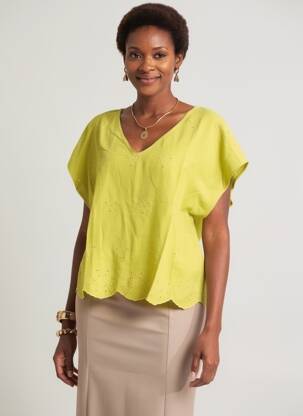 Top croială fluidă mâneci scurte verde L'ATELIER D'ANNA femeie