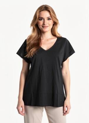 Tricou guler în v mâneci scurte negru AGATHE & LOUISE femeie