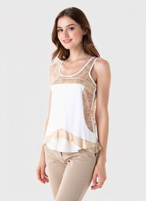 Top elasticitate fără mâneci alb FILLE DES SABLES femeie