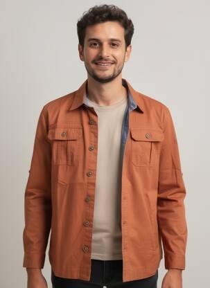Jachete casual închidere cu nasturi pe față portocalie CASUAL SPIRIT bărbat
