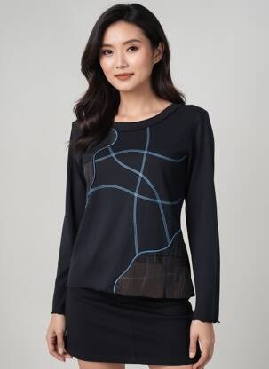 Tricou mâneci lungi mâneci lungi negru CAROLE RICHARD femeie