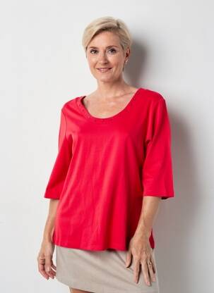 Tricou mâneci 3/4 mâneci 3/4 roșu MARBLE femeie