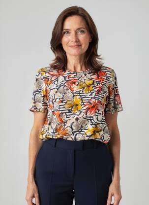 Tricou elasticitate mâneci scurte galben BARBARA LEBEK femeie