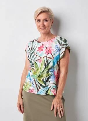 Tricou croială cambrată mâneci scurte verde MINO MORA femeie