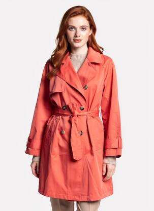 Trench țesătură poplin fără glugă roz ICHI femeie