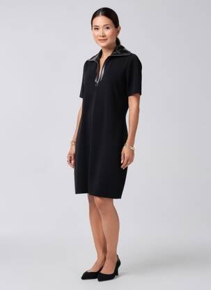 Rochie pulover elasticitate mâneci scurte negru MORGAN femeie