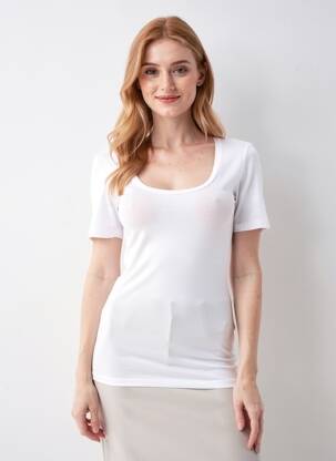 Tricou elasticitate mâneci scurte alb ICHI femeie