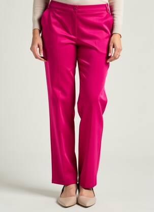 Pantalon drept închidere cu fermoar sub clapetă cu nasturi roz CHRISTINE LAURE femeie
