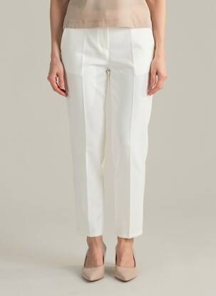 Pantalon 7/8 închidere cu fermoar sub clapetă cu nasturi alb COULEURS DU TEMPS femeie