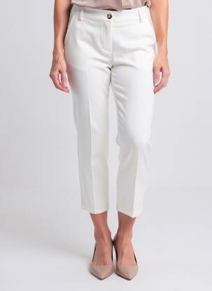 Pantalon 7/8 închidere cu fermoar sub clapetă cu nasturi alb COULEURS DU TEMPS femeie