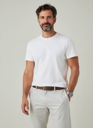 Tricou croială dreaptă mâneci scurte alb H&M bărbat