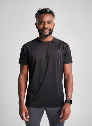 Tricou croială dreaptă mâneci scurte negru SANS MARQUE bărbat