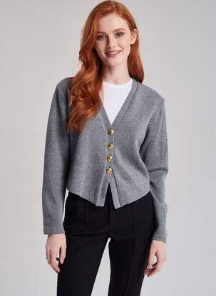 Vestă cu mâneci lungi elasticitate gri ZARA femeie