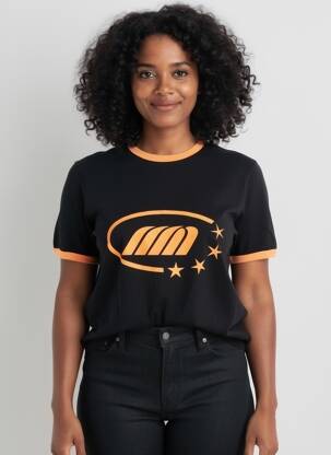 Tricou serigrafie mâneci scurte negru EMESTUDIOS femeie