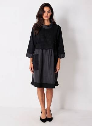 Rochie midi mâneci 3/4 mâneci 3/4 negru KOZAN femeie