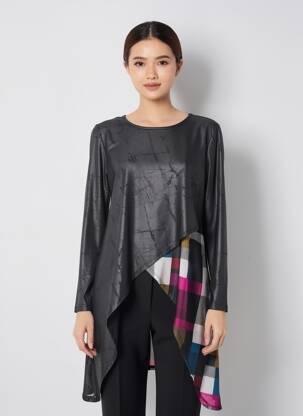 Top mâneci lungi mâneci lungi negru KOZAN femeie