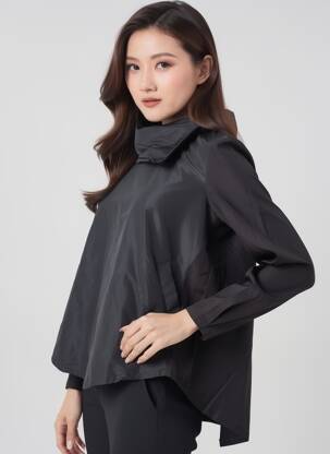 Top elasticitate mâneci lungi negru KOZAN femeie