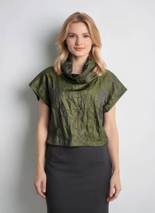 Top elasticitate mâneci scurte verde KOZAN femeie