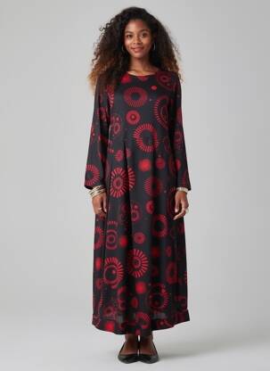 Rochie lungă mâneci lungi mâneci lungi roșu KOZAN femeie
