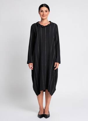 Rochie midi țesătură crep mâneci lungi negru GERSHON BRAM femeie