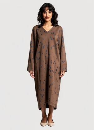 Rochie midi mâneci lungi mâneci lungi maro GERSHON BRAM femeie