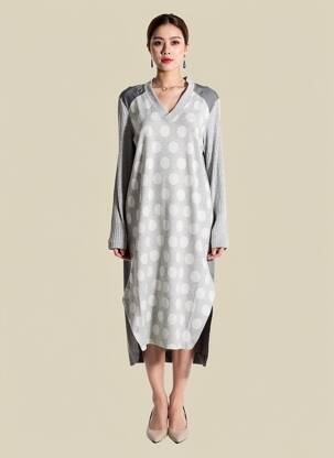 Rochie midi mâneci lungi mâneci lungi gri GERSHON BRAM femeie