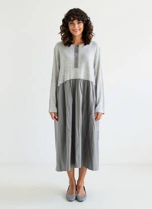 Rochie lungă mâneci lungi mâneci lungi gri GERSHON BRAM femeie