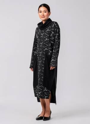 Rochie midi mâneci lungi mâneci lungi negru GERSHON BRAM femeie