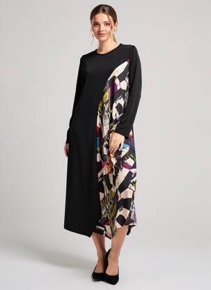 Rochie midi mâneci 3/4 mâneci 3/4 negru KOZAN femeie