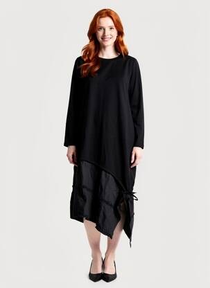 Rochie midi mâneci 3/4 mâneci 3/4 negru KOZAN femeie
