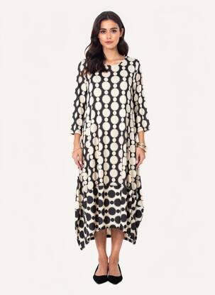 Rochie midi mâneci 3/4 mâneci 3/4 negru KOZAN femeie